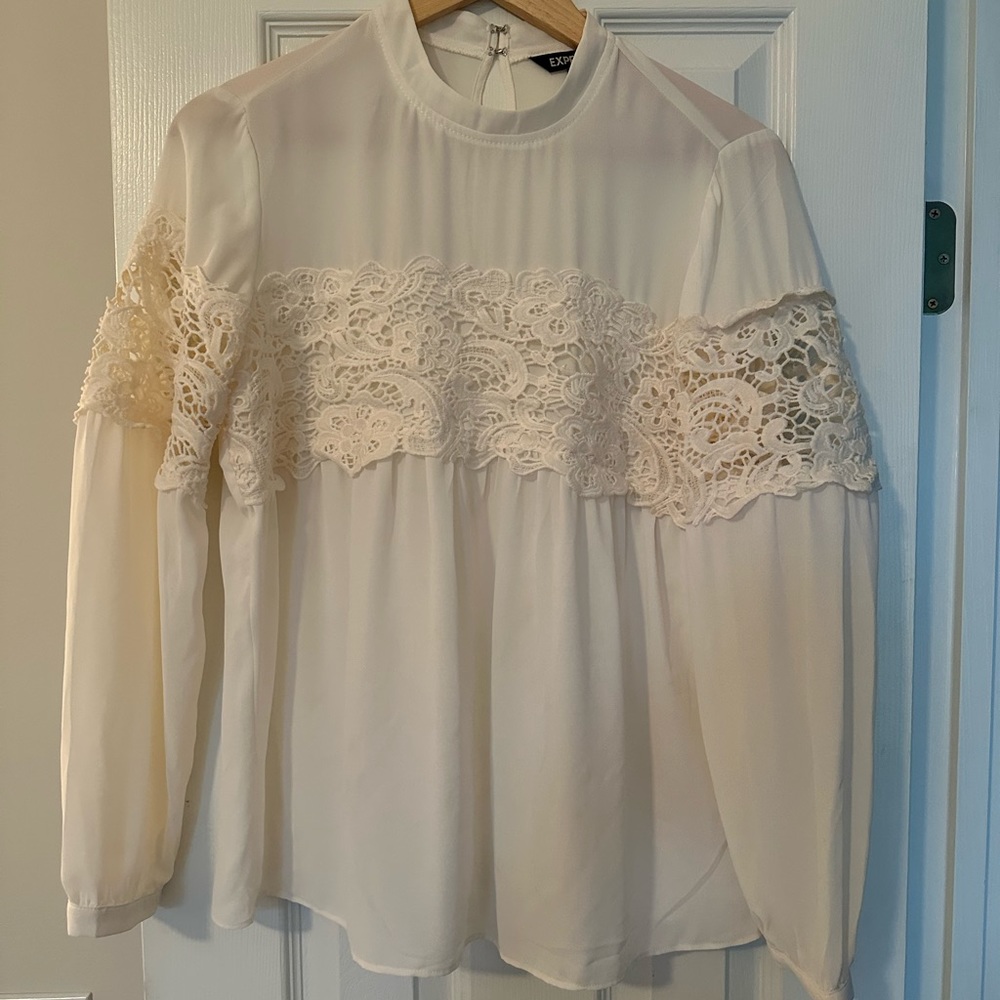 Express Off White Lace Blouse Size M